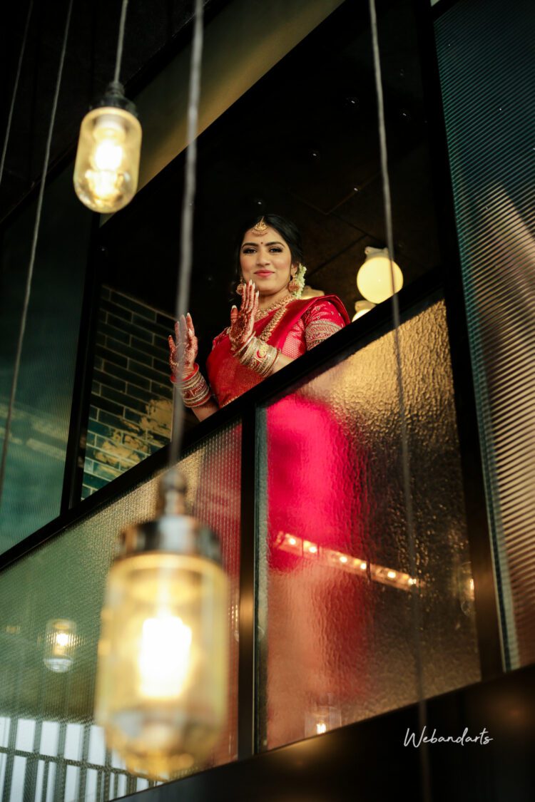 Beautiful French bride with red saree